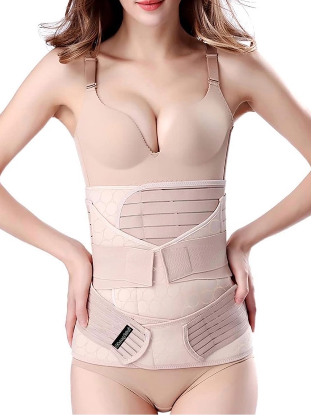 ChongErfei 3 In 1 Postpartum Support Recovery Belly/Waist/Pelvis Belt Beige, L